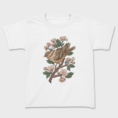 Sparrow Cherry Blossom, Kids' T-Shirt