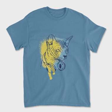 Sphynx Cat Headphones, Unisex Men's T-Shirt