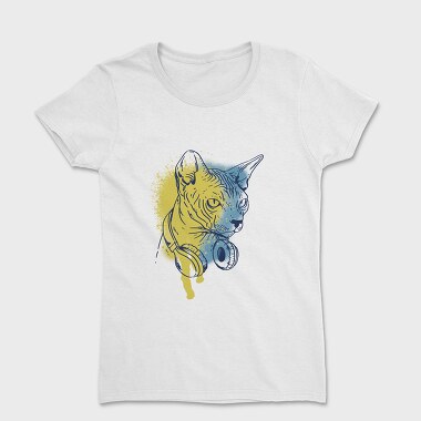 Sphynx Cat Headphones, Women's T-Shirt