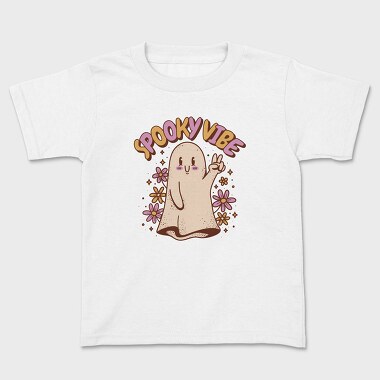 Spooky Vibe Cute Ghost, Kids' T-Shirt