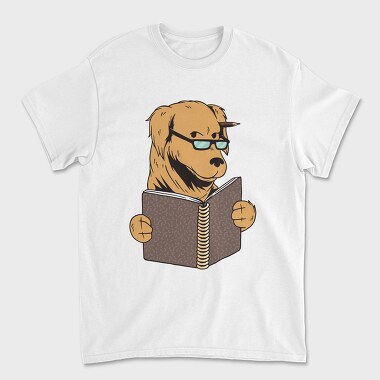 Studying Dog, Unisex Men's T-Shirt