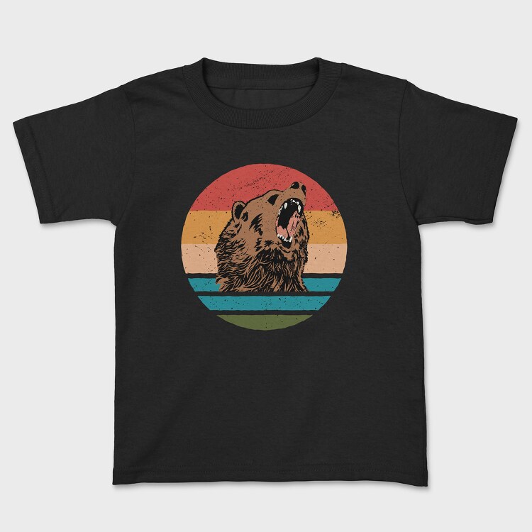 Sunset Retro Bear, Kids' T-Shirt