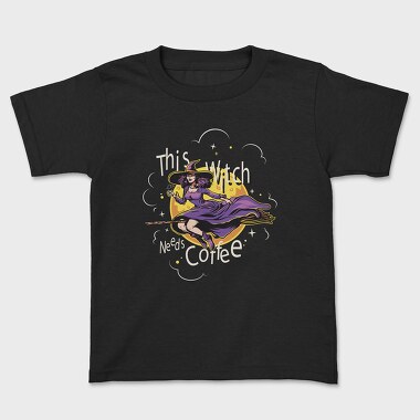 This Witch Needs Cofee, Kids' T-Shirt