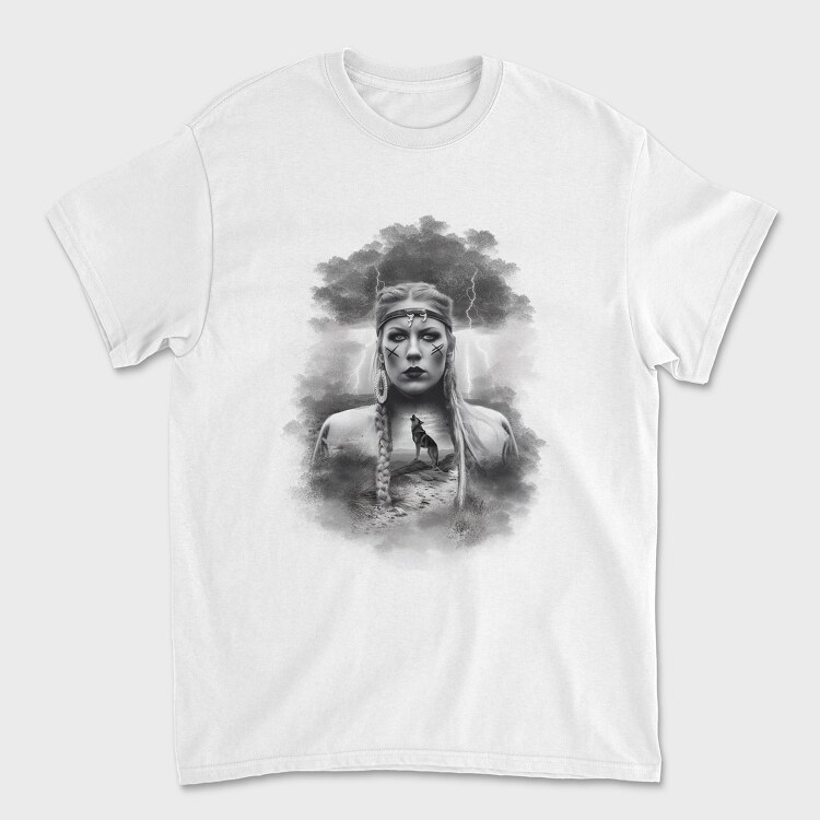 Viking Woman With Wolf, Unisex Men's T-Shirt