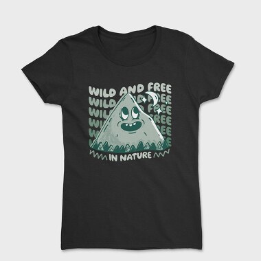 Wild and Free Mountain Cartoon, Women's T-Shirt