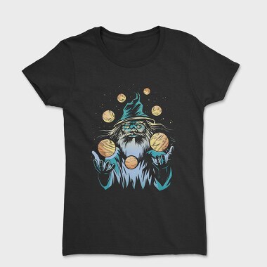 Wizard Juggling Planets, Women's T-Shirt
