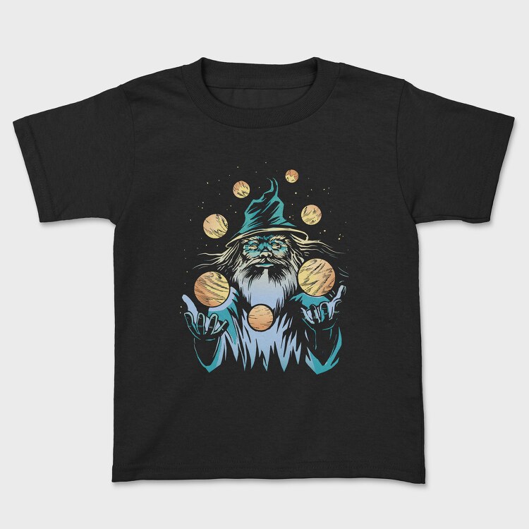 Wizard Juggling Planets, Kids' T-Shirt