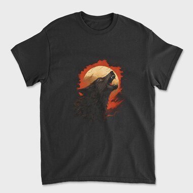 Wolf Howling Moon Red, Unisex Men's T-Shirt