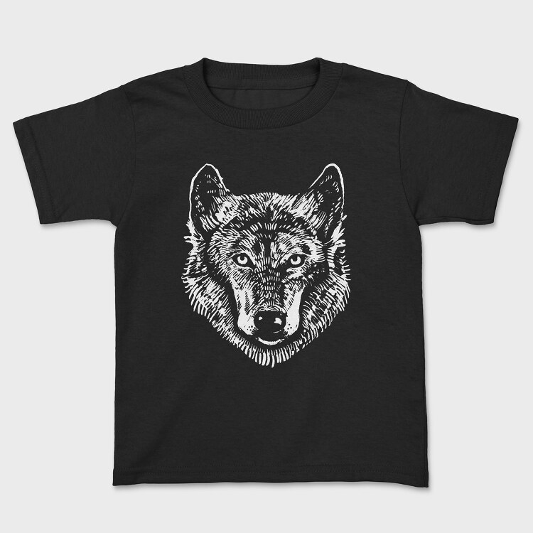 Wolf Portrait Monochrome, Детска Тениска
