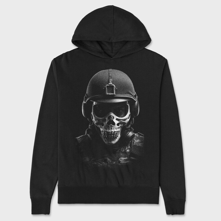 Militar Skull Monochrome, Unisex Men's Hoodie