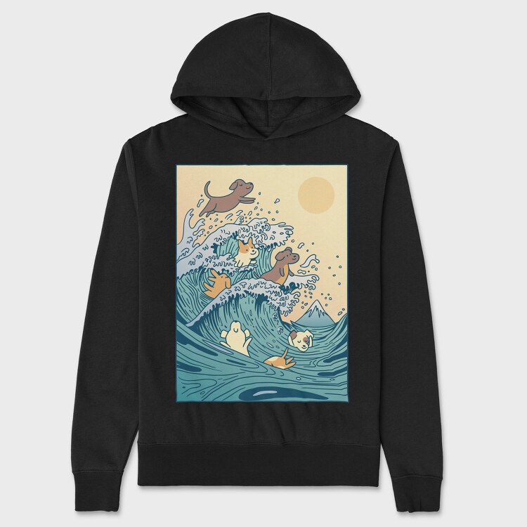 Dogs Big Wave, Unisex Men's Hoodie
