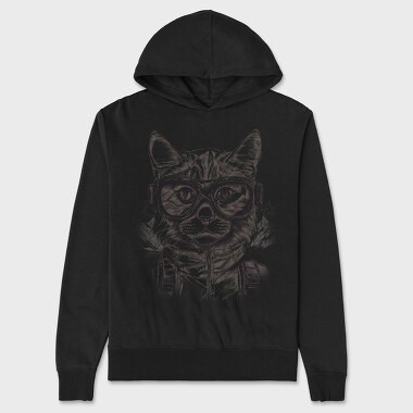 Cat Galsses Draw, Unisex Men's Hoodie