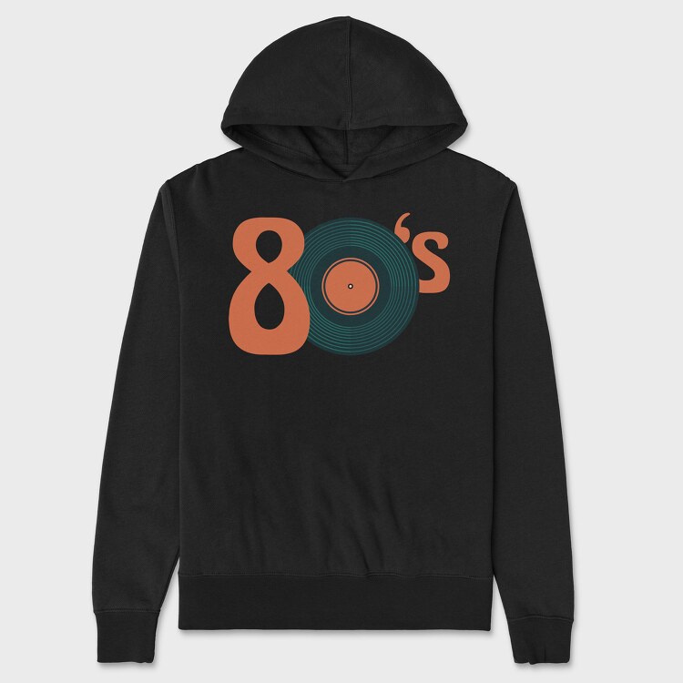 80 S Vinyl Record, Unisex Men's Hoodie