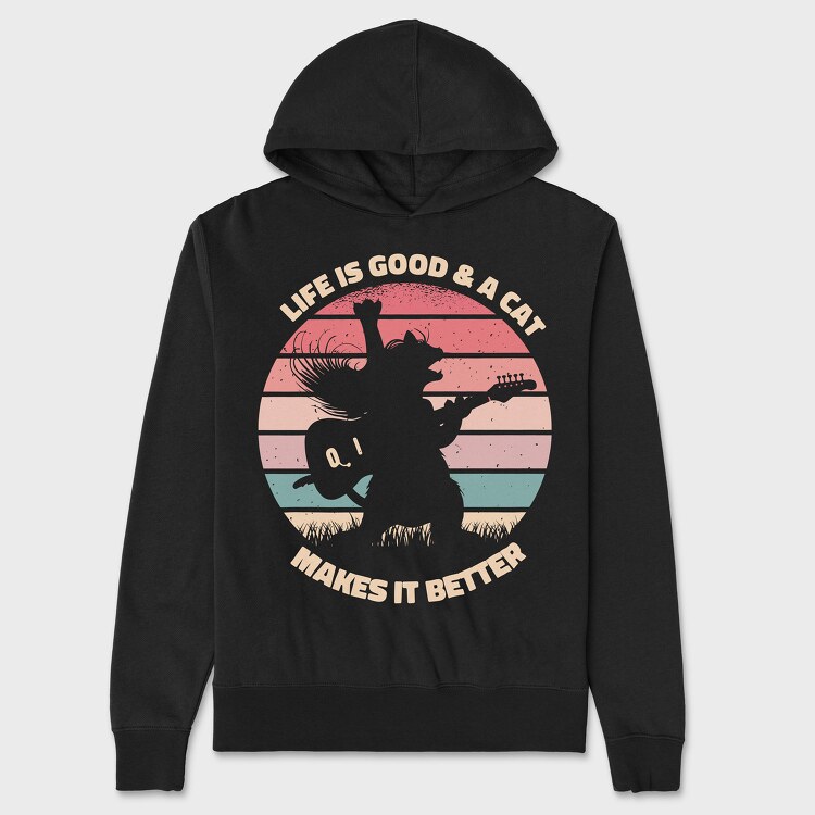 A Cat Makes Life Better, Unisex Men's Hoodie