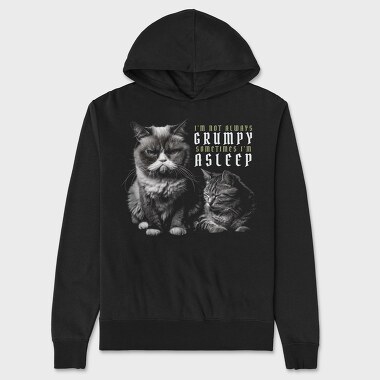 Cat Grumpy Asleep, Unisex Men's Hoodie