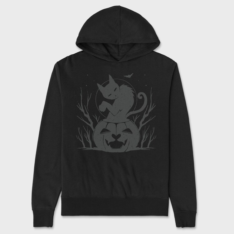Cat Halloween Monochrome, Unisex Men's Hoodie
