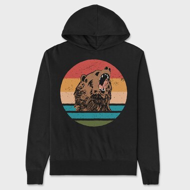 Sunset Retro Bear, Unisex Men's Hoodie