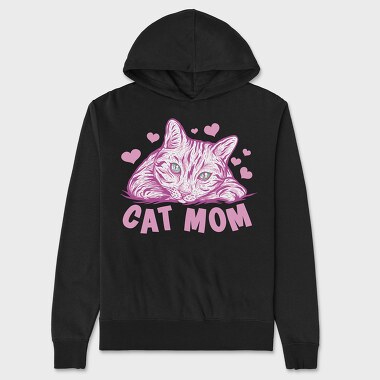 Cat Mom Pink, Unisex Men's Hoodie