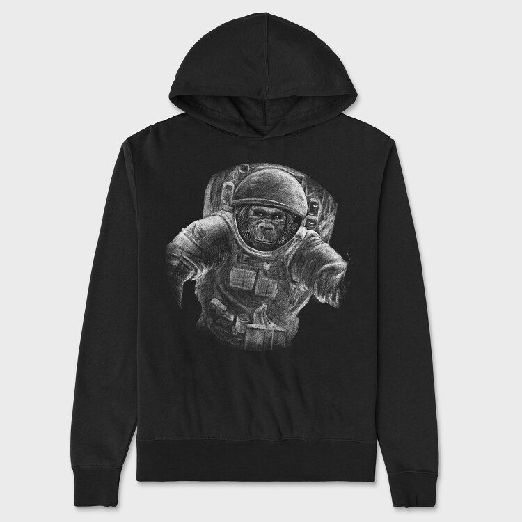 Monkey Astronaut Monochrome, Унисекс Мъжко Суичър
