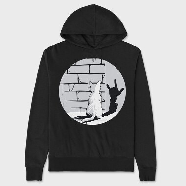 Cat Rock Sign Shadow, Unisex Men's Hoodie