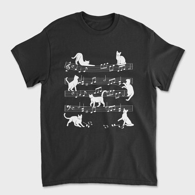 Unisex Men's T-Shirt, Music Staff Cats