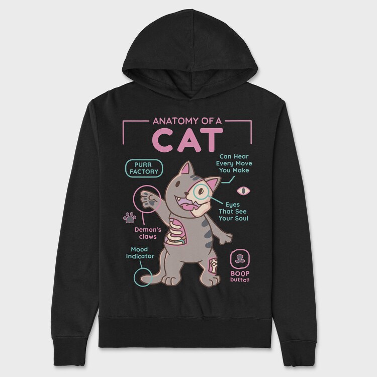 Anatomy of a Cat, Unisex Men's Hoodie