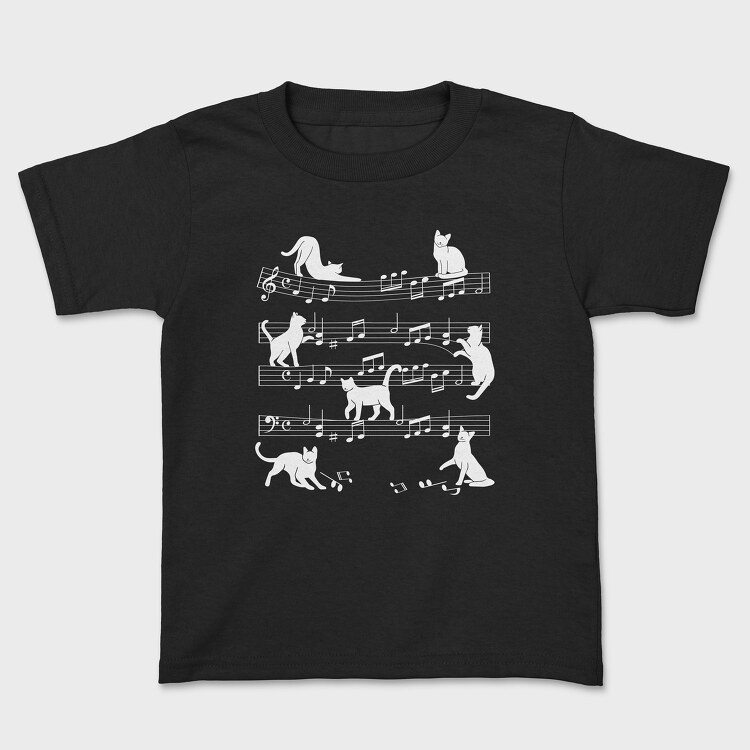 Music Staff Cats, Kids' T-Shirt