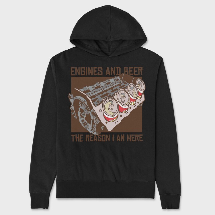 Engine and Beer, Unisex Men's Hoodie