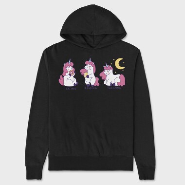 Eating Reading Sleeping Unicorn, Unisex Men's Hoodie