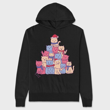 Cats Christmas Tree, Unisex Men's Hoodie