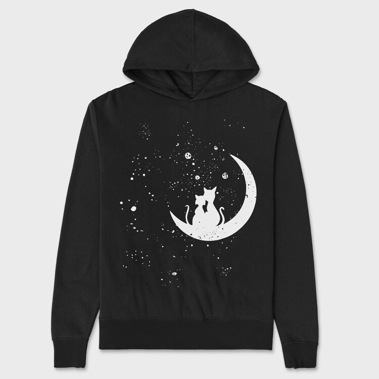 Cats Love Moon, Unisex Men's Hoodie