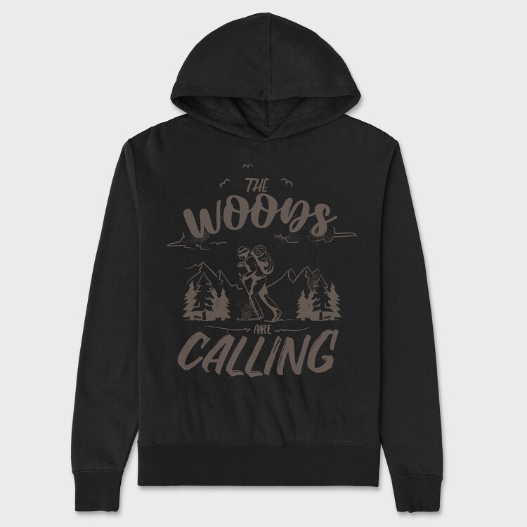 The Woods Are Calling Monochrome, Unisex Men's Hoodie