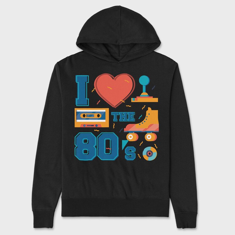 I Love the 80 S, Unisex Men's Hoodie