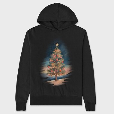 Christmas Tree Watercolor, Unisex Men's Hoodie