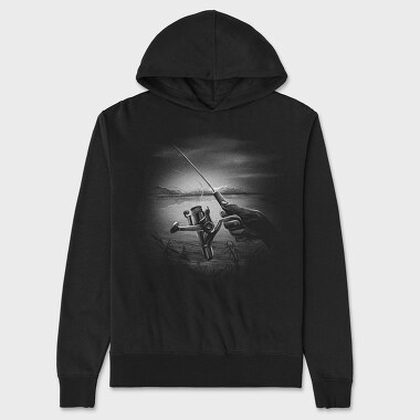 Fisherman Lake Monochrome, Unisex Men's Hoodie