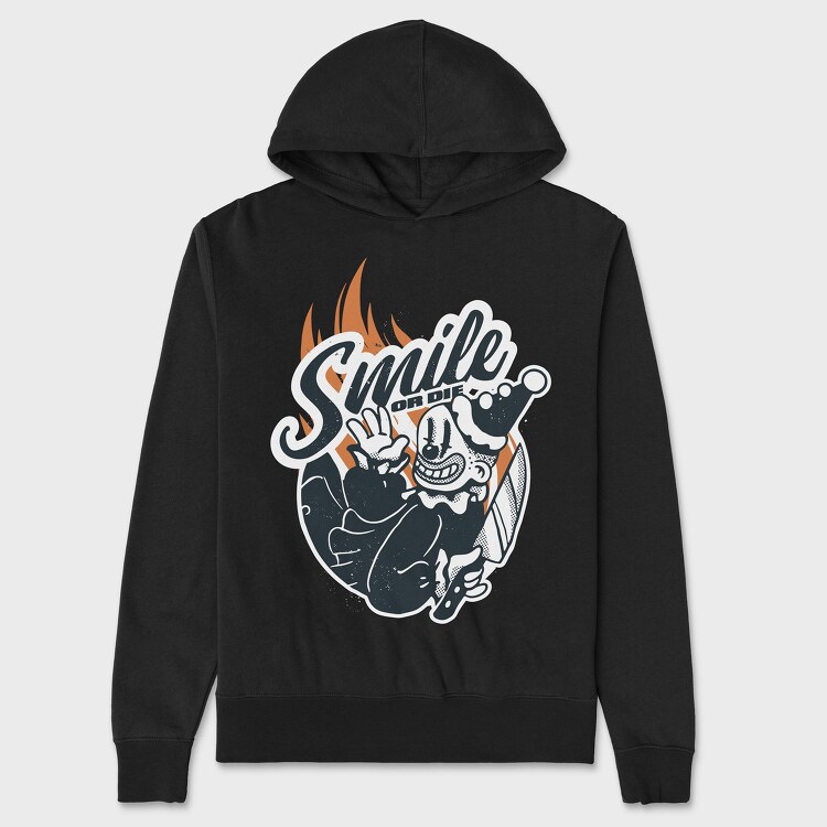 Clown Smile or Die, Unisex Men's Hoodie