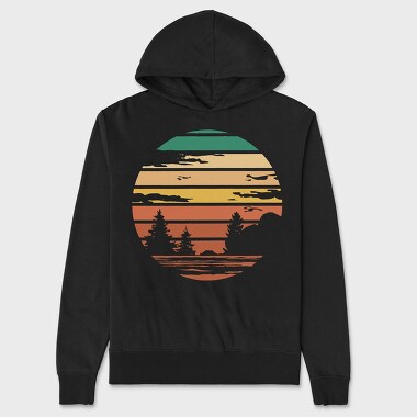 Forest Retro Sunset, Unisex Men's Hoodie