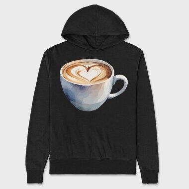 Coffee Mug Heart Watercolor, Unisex Men's Hoodie