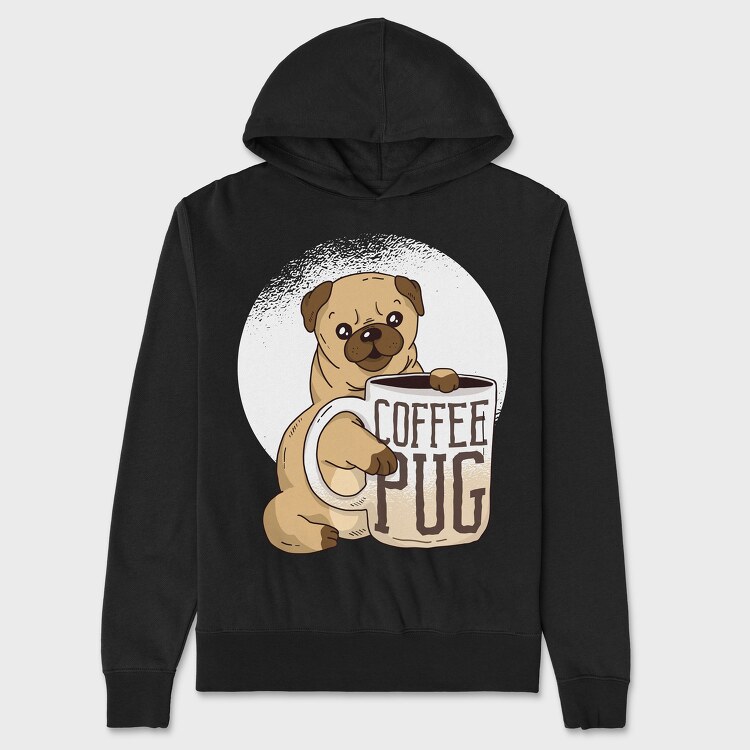 Coffee Pug Mug, Unisex Men's Hoodie