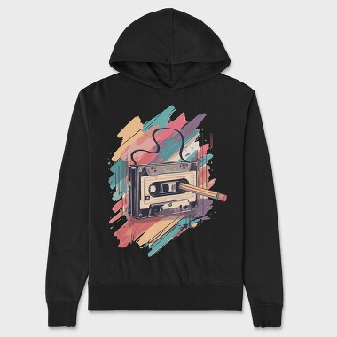 Colorful Cassette Pencil Retro, Unisex Men's Hoodie