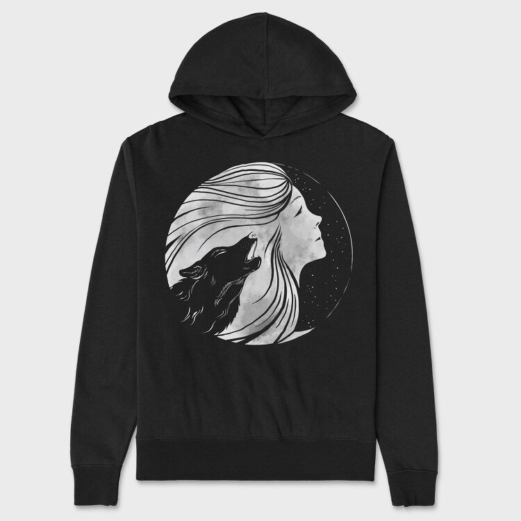 Howling Wolf Woman Moon, Унисекс Мъжко Суичър