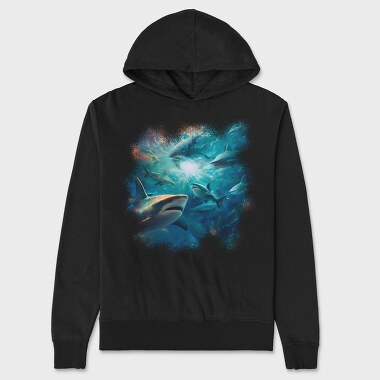 Galaxy of Sharks, Unisex Men's Hoodie