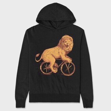 Unisex Men's Hoodie, Bicicle Lion