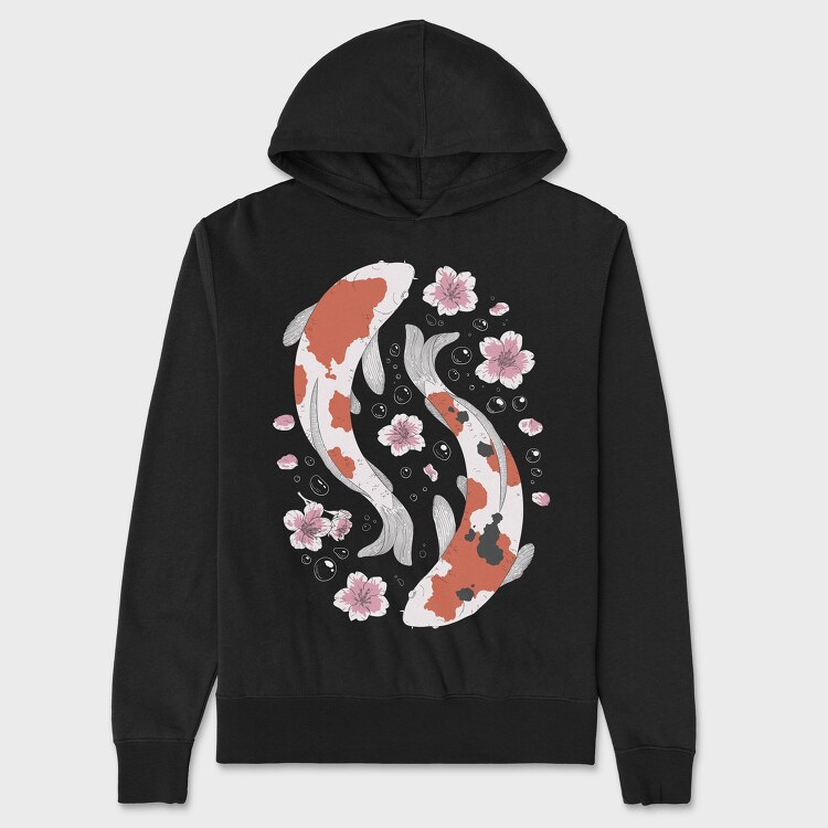 Koi Fish With Cherry Blossom, Унисекс Мъжко Суичър