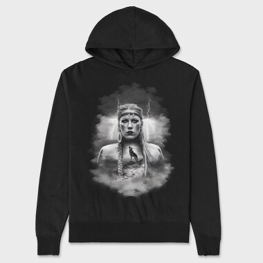 Viking Woman With Wolf, Unisex Men's Hoodie