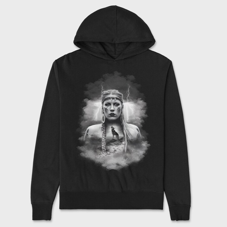 Viking Woman With Wolf, Unisex Men's Hoodie
