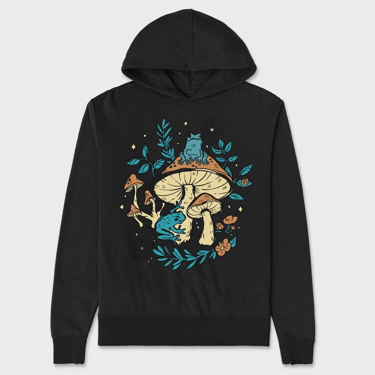 Cottagecore Moshrooms Frogs, Unisex Men's Hoodie