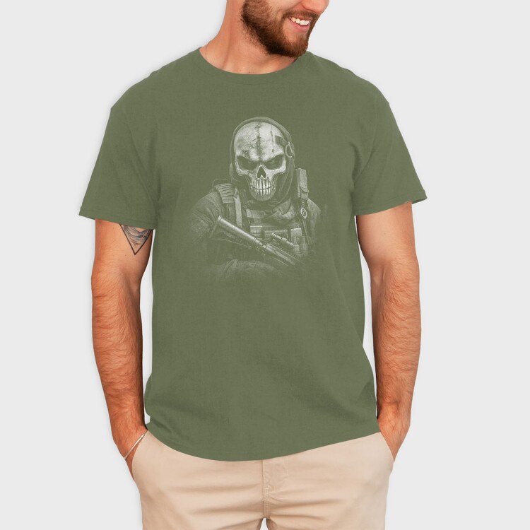 Skull Aged Monochrome, Unisex Men's T-Shirt