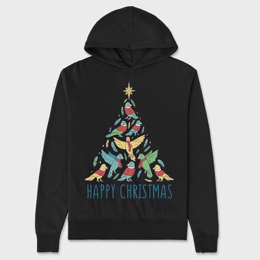 Birds Christmas Tree, Unisex Men's Hoodie