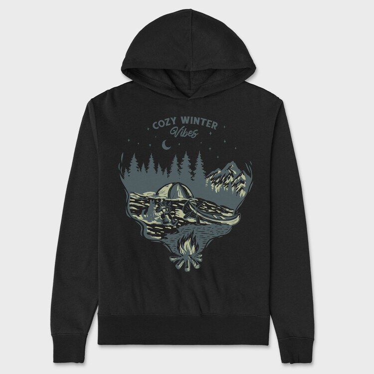 Cozy Winter Vibes Camping, Unisex Men's Hoodie